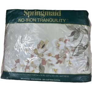 Vtg Springmaid Fitted Bed‎ Sheet Key Largo Double 54X76 Mattress 160 Count New